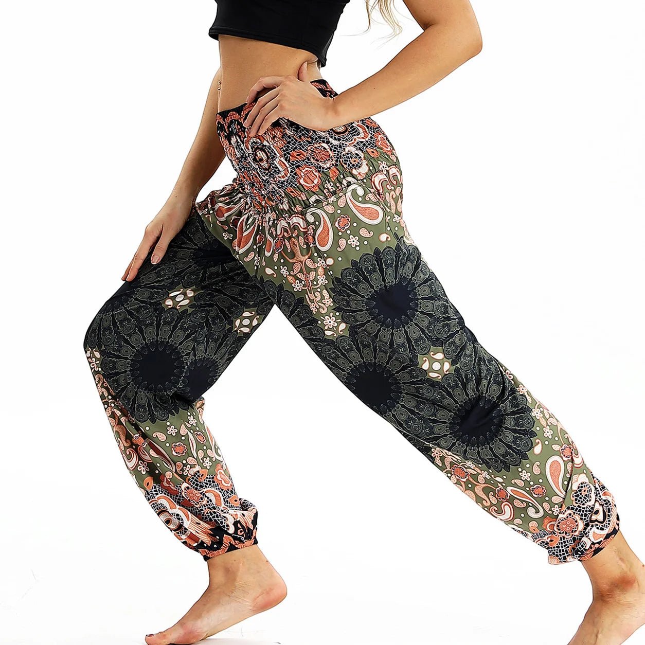 Pantalon bloomer taille haute à coupe décontractée - Tresors asiatiques