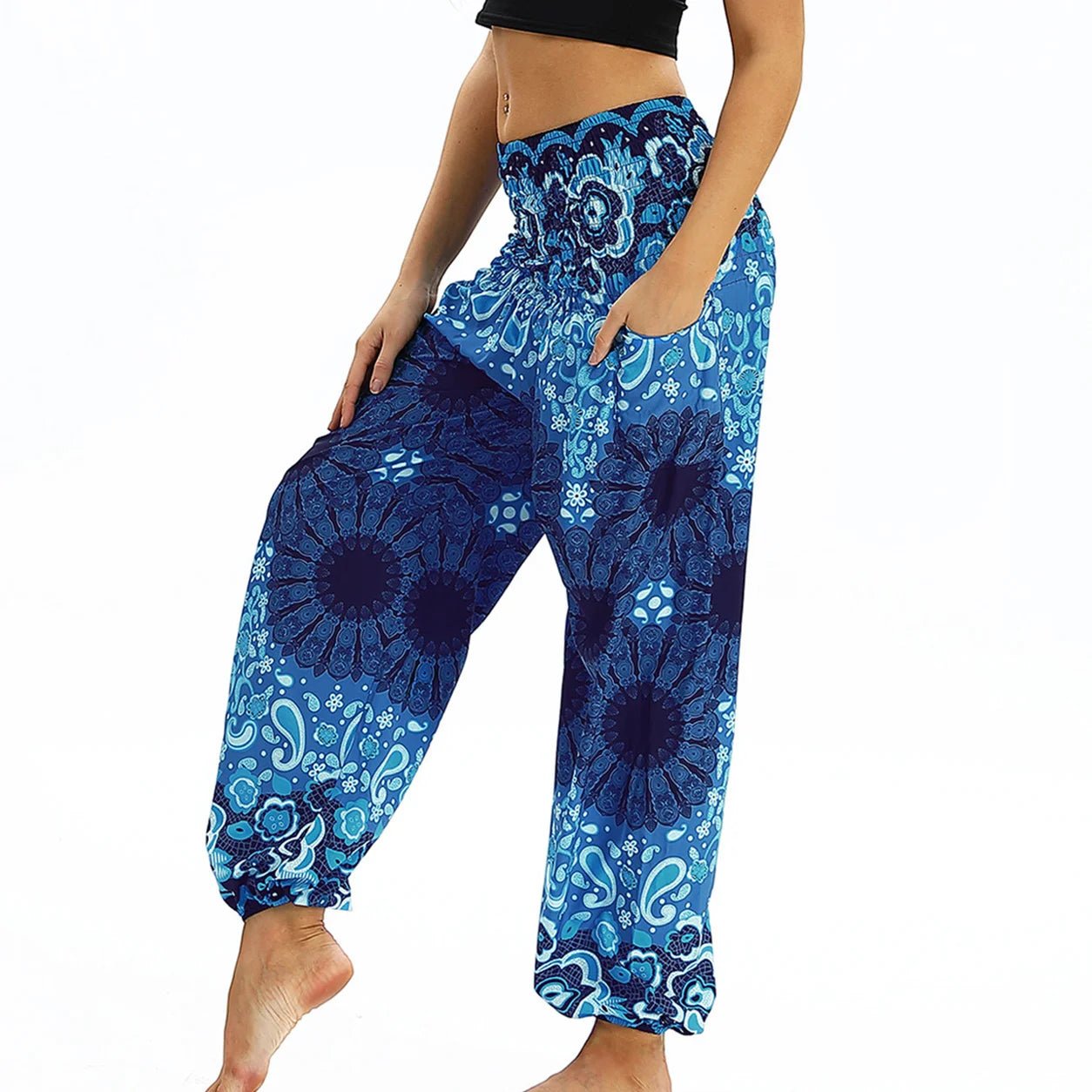 Pantalon bloomer taille haute à coupe décontractée - Tresors asiatiques