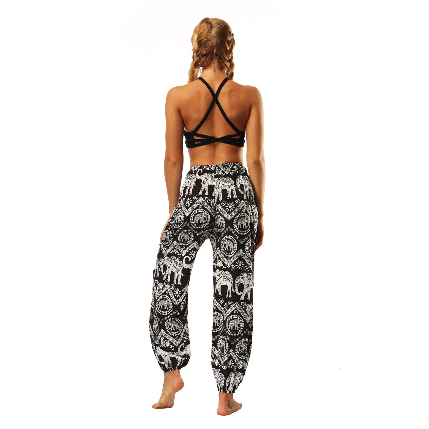 Pantalon bloomer taille haute à coupe décontractée - Tresors asiatiques