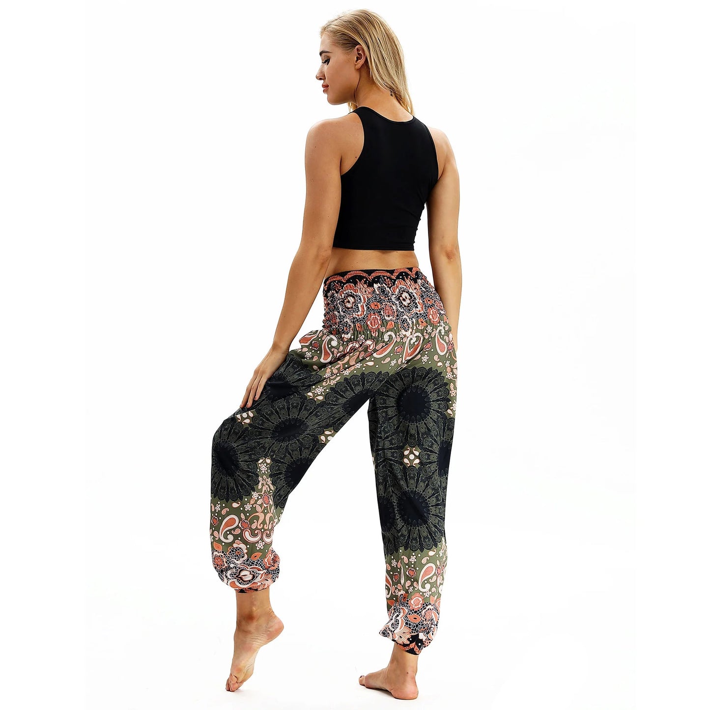 Pantalon bloomer taille haute à coupe décontractée - Tresors asiatiques