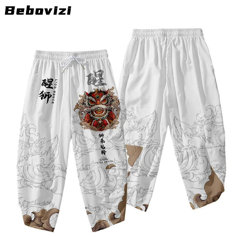 Pantalon kimono japonais imprimé de style chinois - Tresors asiatiques