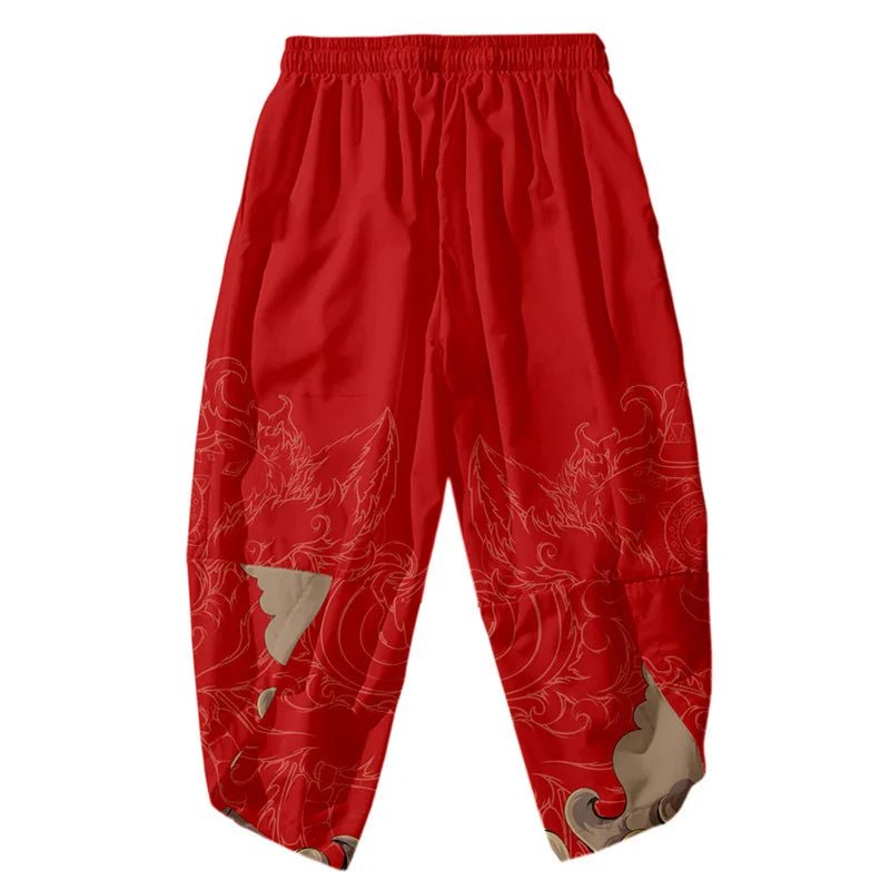 Pantalon kimono japonais imprimé de style chinois - Tresors asiatiques
