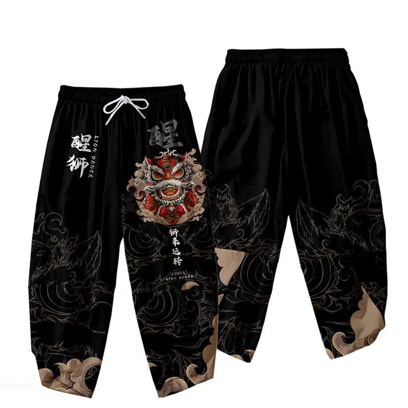 Pantalon kimono japonais imprimé de style chinois - Tresors asiatiques