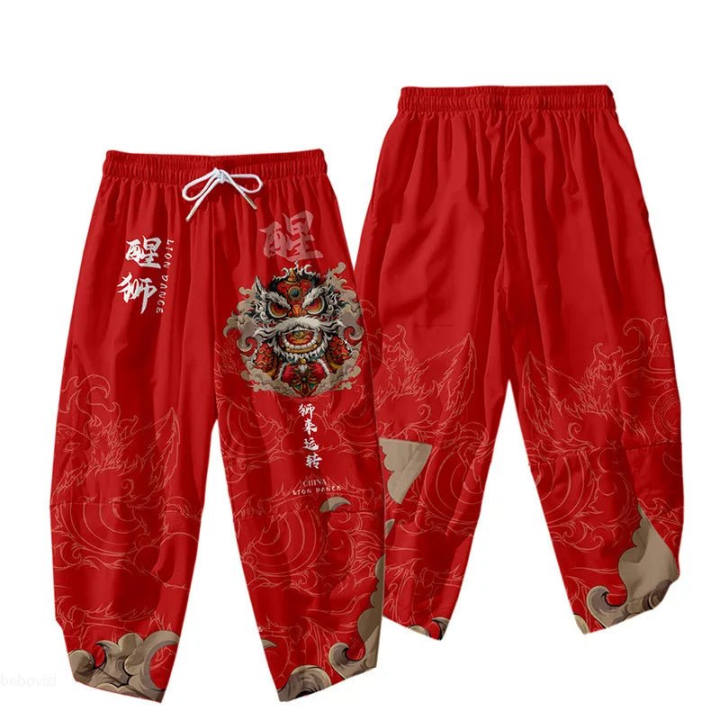 Pantalon kimono japonais imprimé de style chinois - Tresors asiatiques
