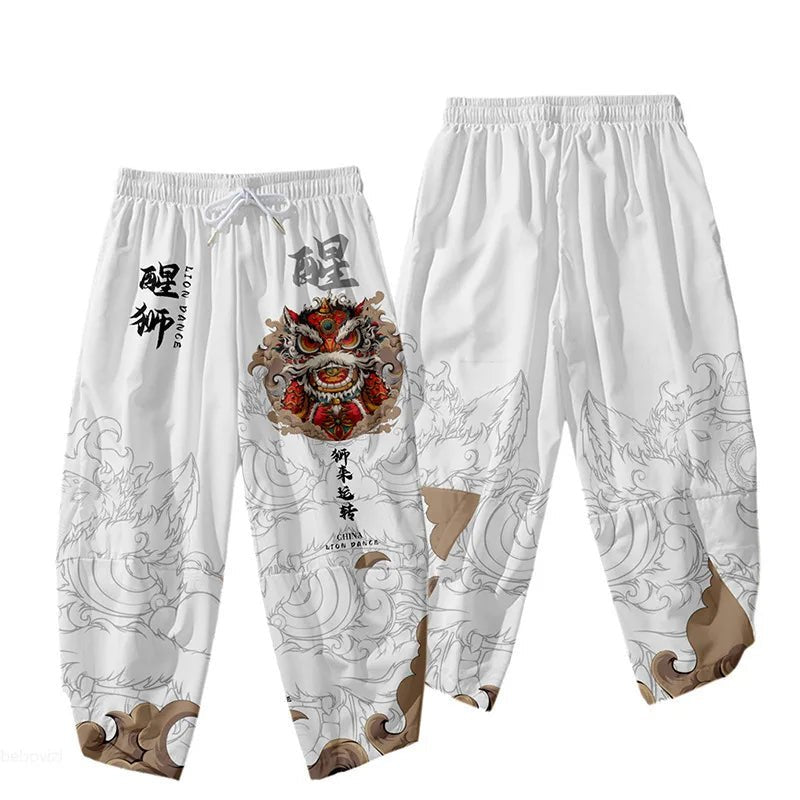 Pantalon kimono japonais imprimé de style chinois - Tresors asiatiques