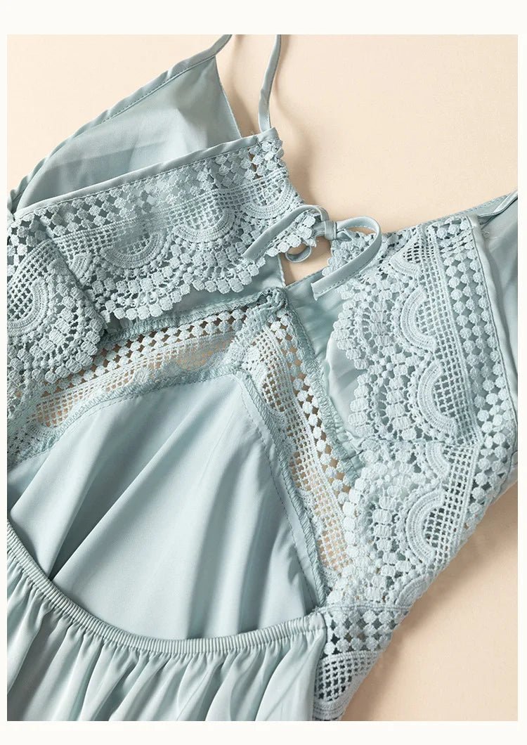 Peignoir Kimono en Satin et Dentelle pour Femme - Tresors asiatiques