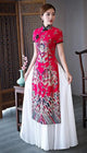 Robe Cheongsam longue à motif de dragon asiatique - Tresors asiatiques