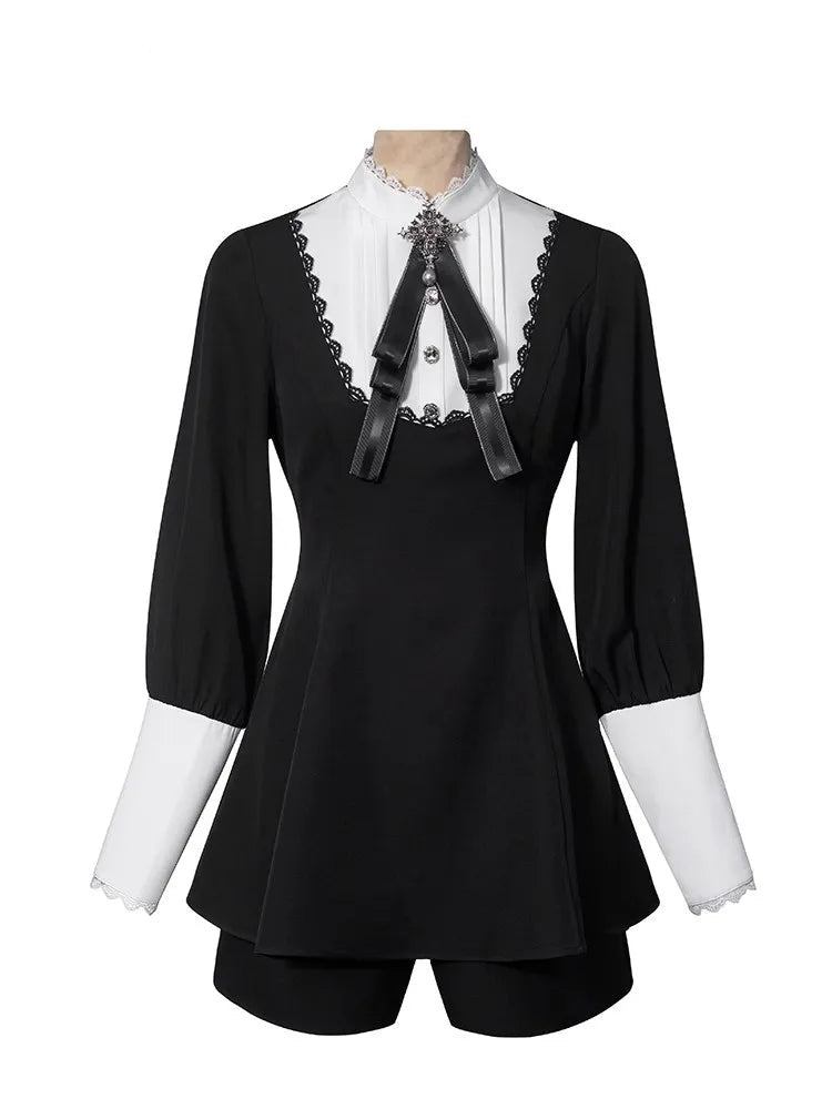 Robe rayée Lolita noire pour femmes - Tresors asiatiques