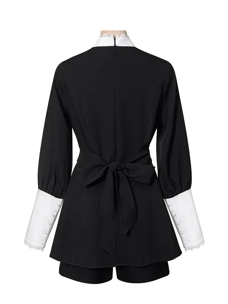 Robe rayée Lolita noire pour femmes - Tresors asiatiques