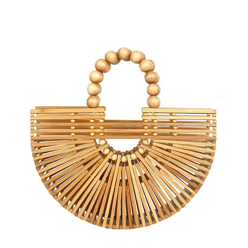 Sac à Main Demi - Rond en Bambou Tissé à la Main - Tresors asiatiques
