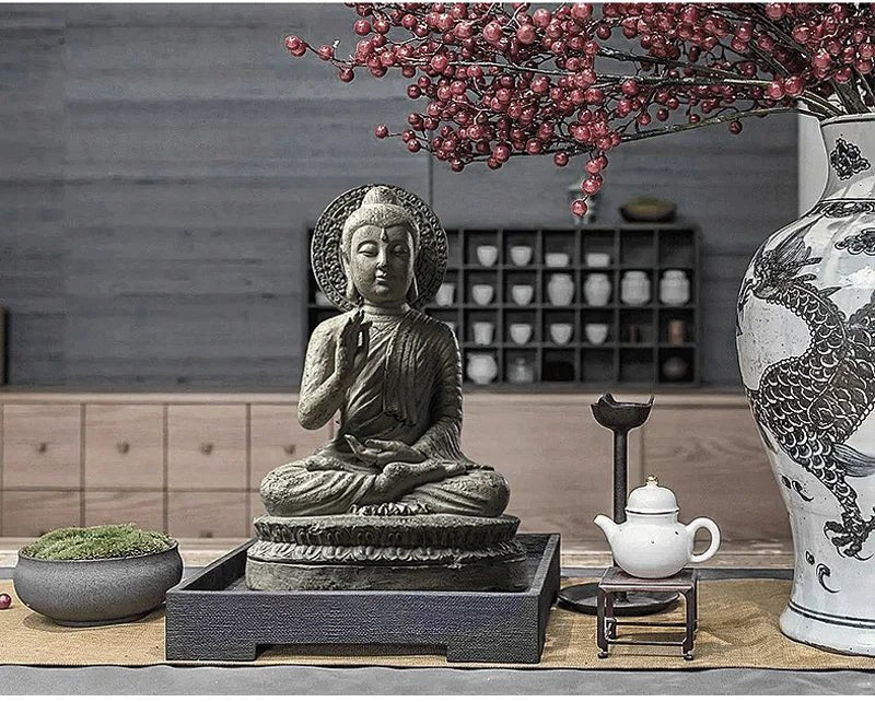 Sculpture antique de Bouddha en résine - Tresors asiatiques