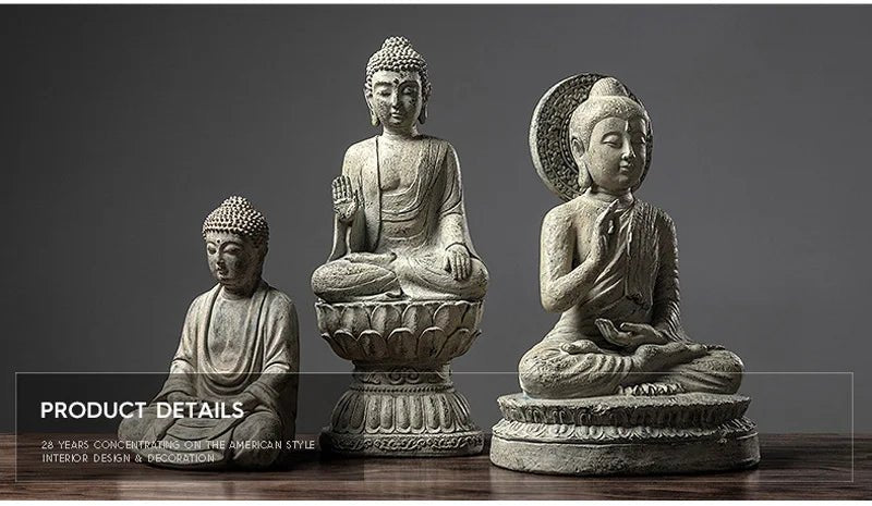 Sculpture antique de Bouddha en résine - Tresors asiatiques