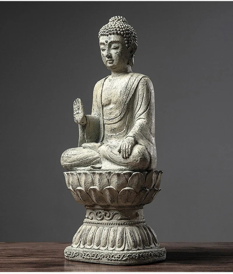 Sculpture antique de Bouddha en résine - Tresors asiatiques