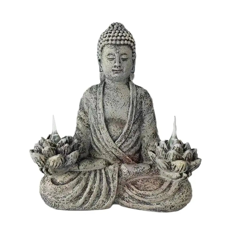 Statue de Bouddha avec lampes solaires intégrées - Tresors asiatiques