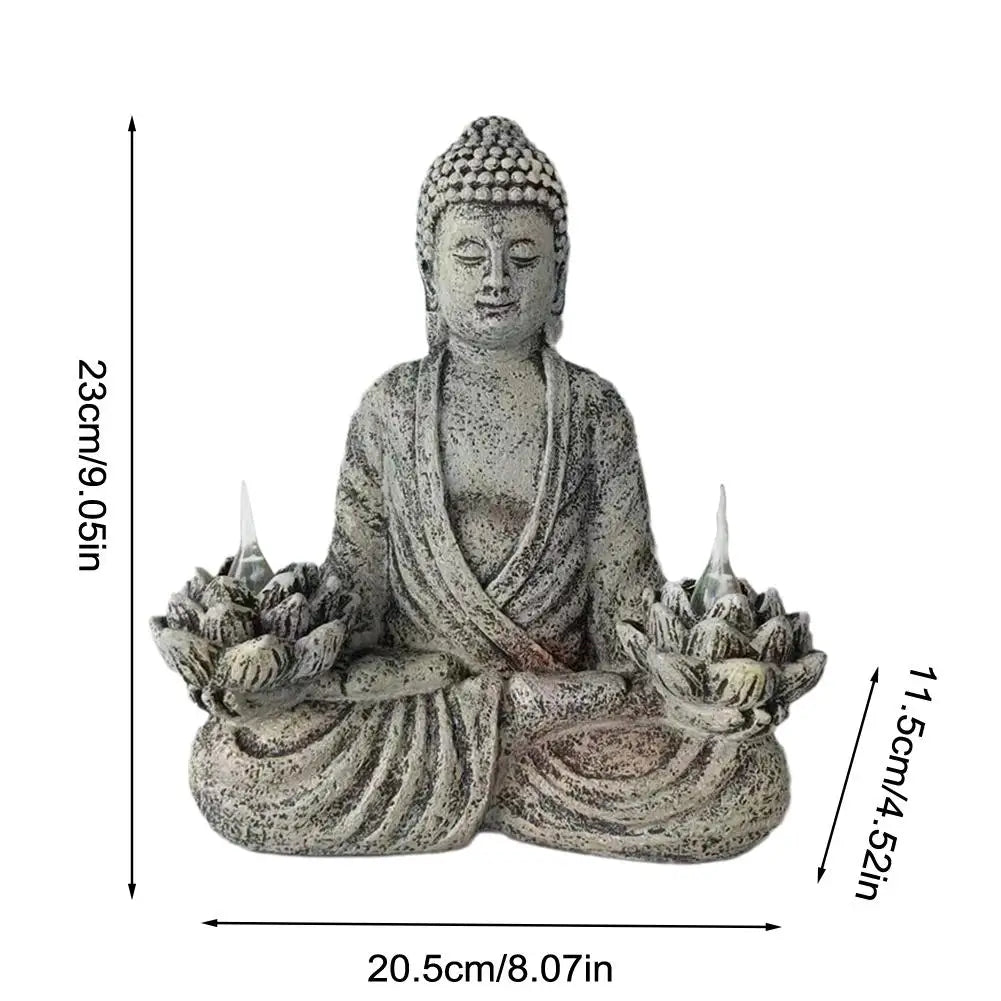 Statue de Bouddha avec lampes solaires intégrées - Tresors asiatiques