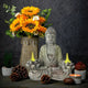 Statue de Bouddha avec lampes solaires intégrées - Tresors asiatiques
