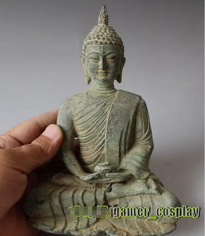 Statue de Bouddha en bronze patiné antique - Tresors asiatiques