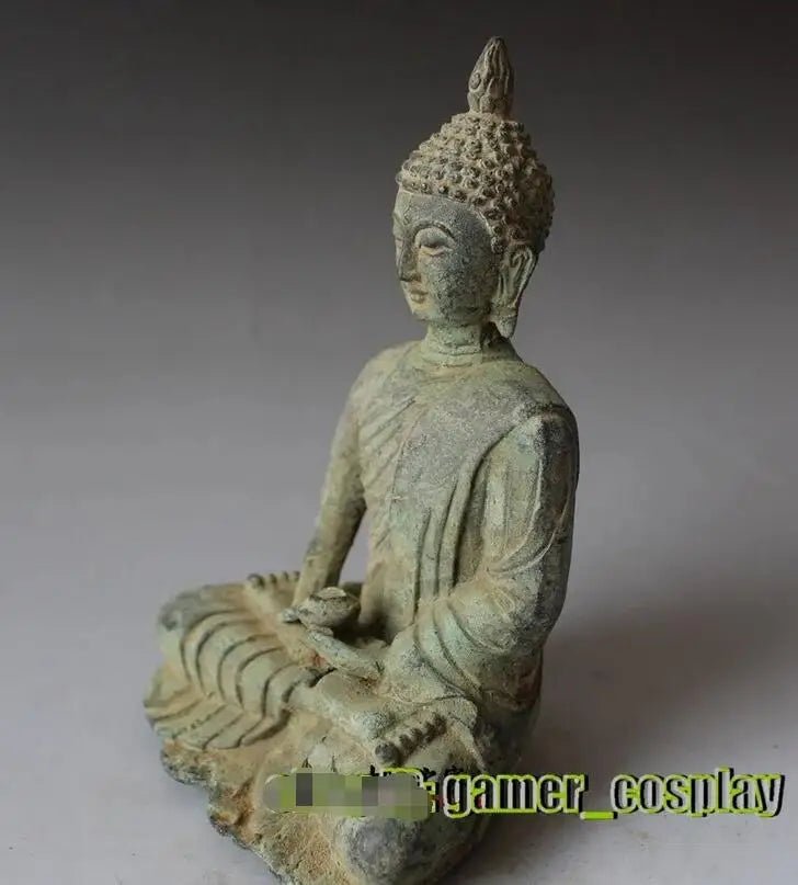 Statue de Bouddha en bronze patiné antique - Tresors asiatiques