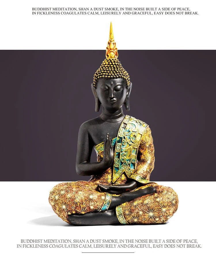 Statue de Bouddha en résine verte - Tresors asiatiques