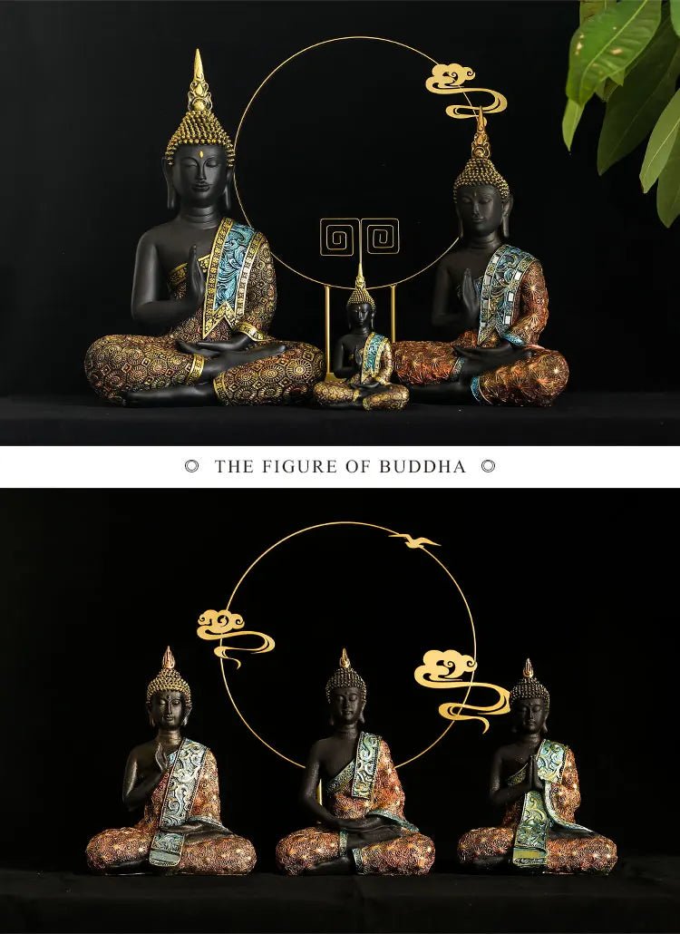 Statue de Bouddha en résine verte - Tresors asiatiques