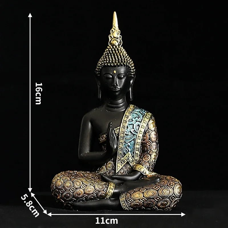 Statue de Bouddha en résine verte - Tresors asiatiques