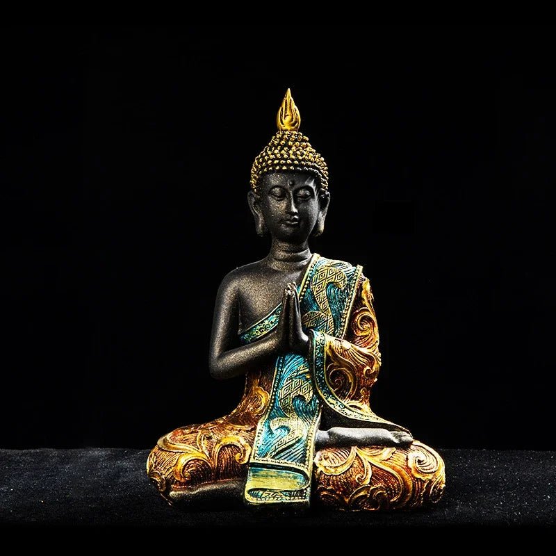 Statue de Bouddha en résine verte - Tresors asiatiques