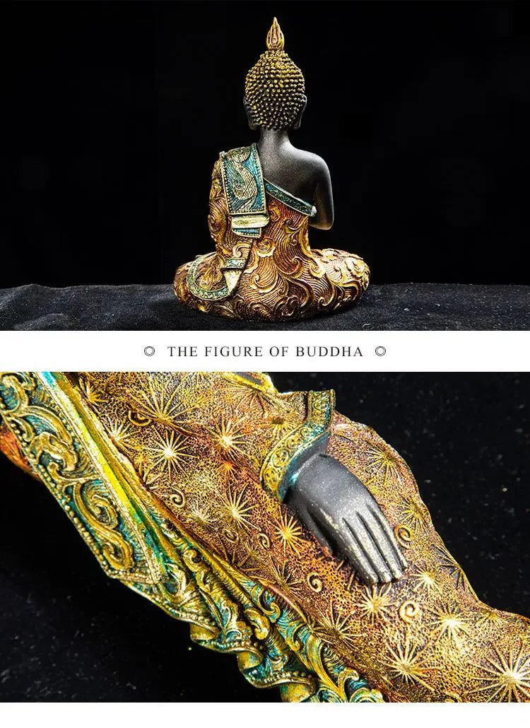 Statue de Bouddha en résine verte - Tresors asiatiques