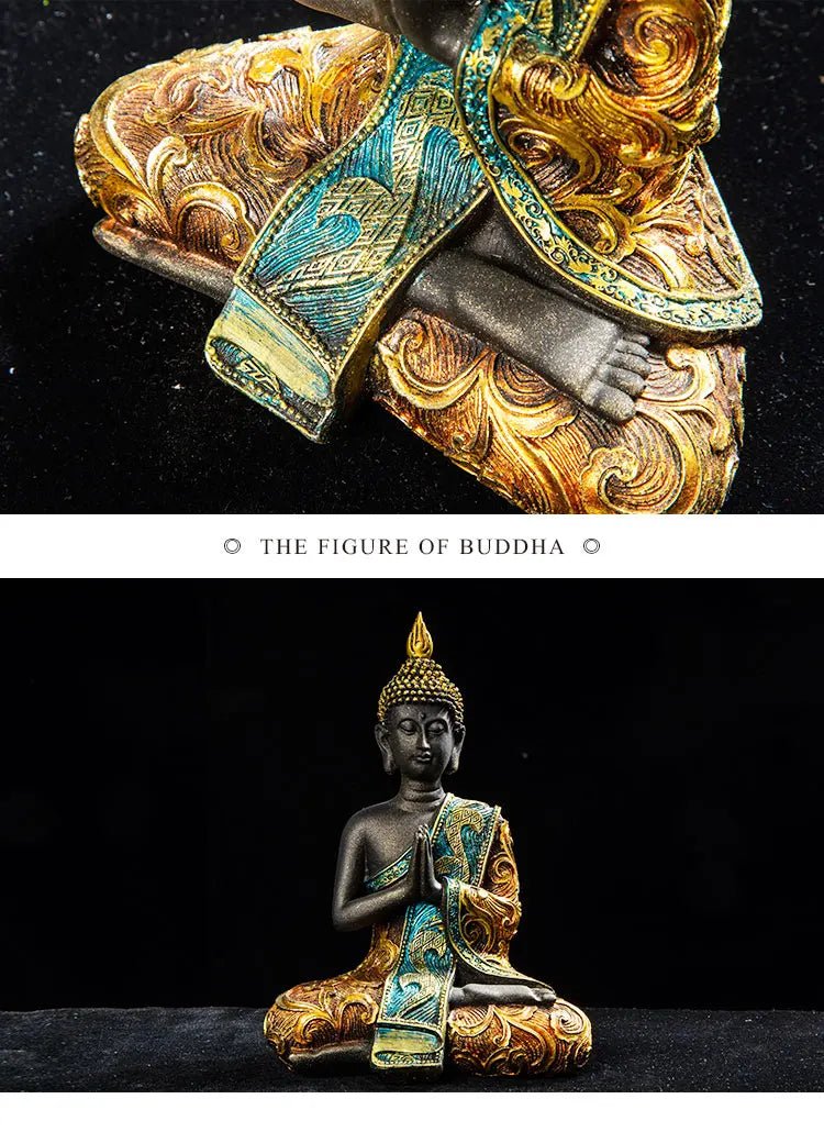 Statue de Bouddha en résine verte - Tresors asiatiques
