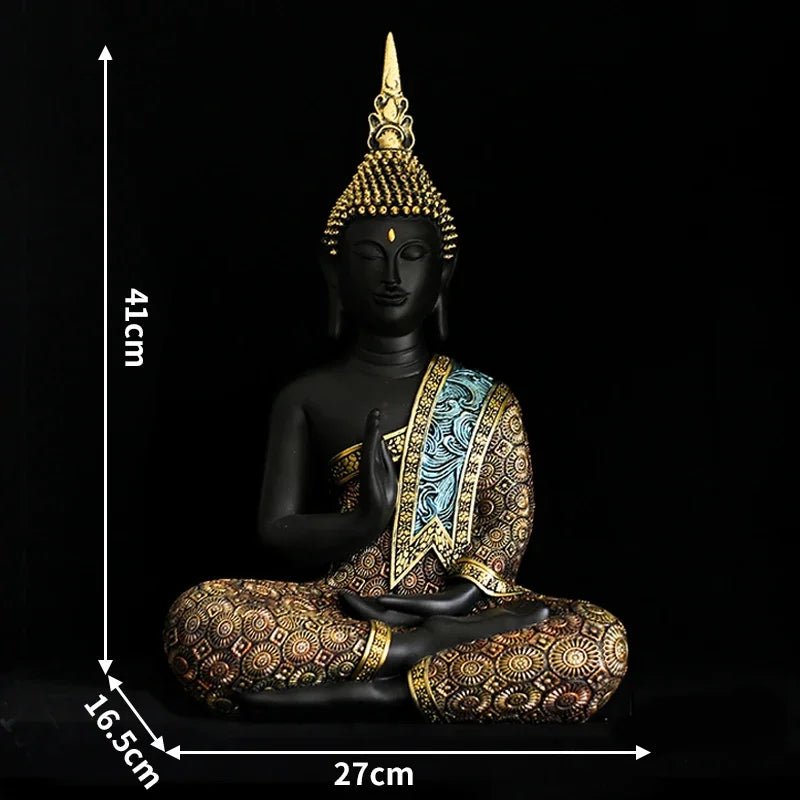 Statue de Bouddha en résine verte - Tresors asiatiques