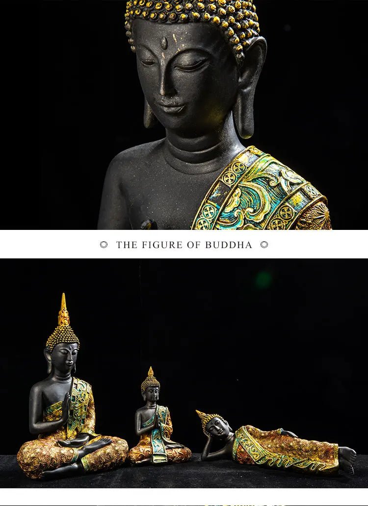 Statue de Bouddha en résine verte - Tresors asiatiques
