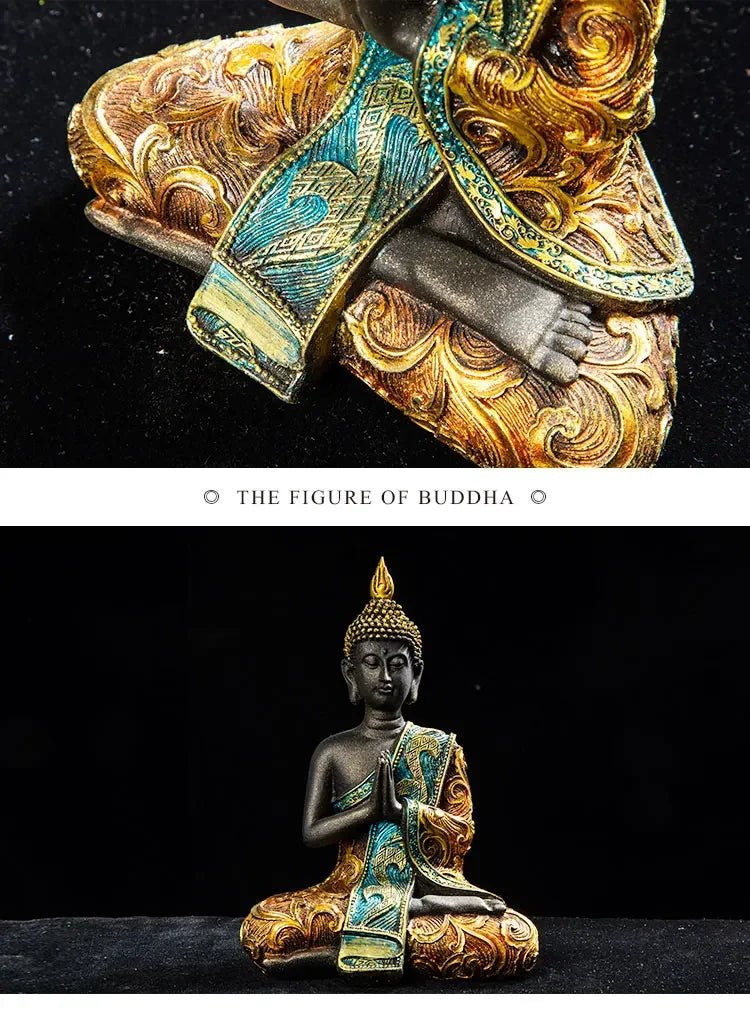 Statue de Bouddha peinte à la main - Tresors asiatiques
