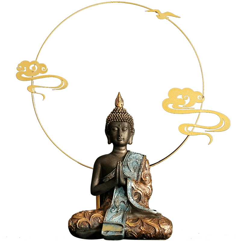 Statue de Bouddha peinte à la main - Tresors asiatiques