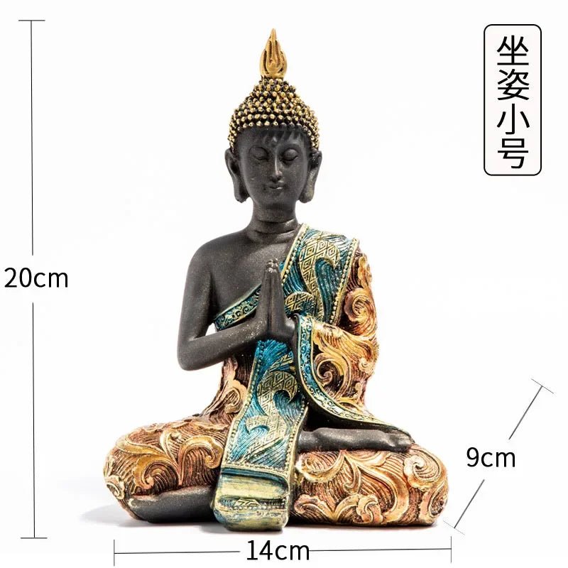 Statue de Bouddha peinte à la main - Tresors asiatiques