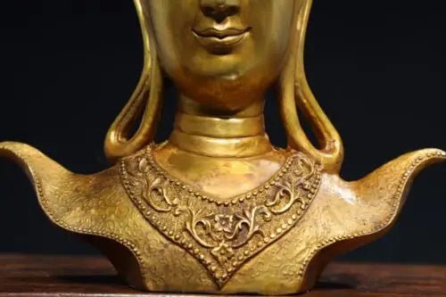 Statue de tête de Bouddha thaïlandais en bronze : Avalokitesvara - Tresors asiatiques