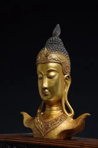 Statue de tête de Bouddha thaïlandais en bronze : Avalokitesvara - Tresors asiatiques