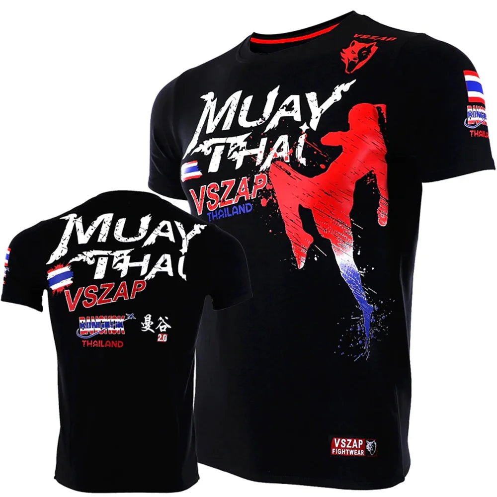 T-shirt Muay Thai à manches courtes pour hommes - Tresors asiatiques