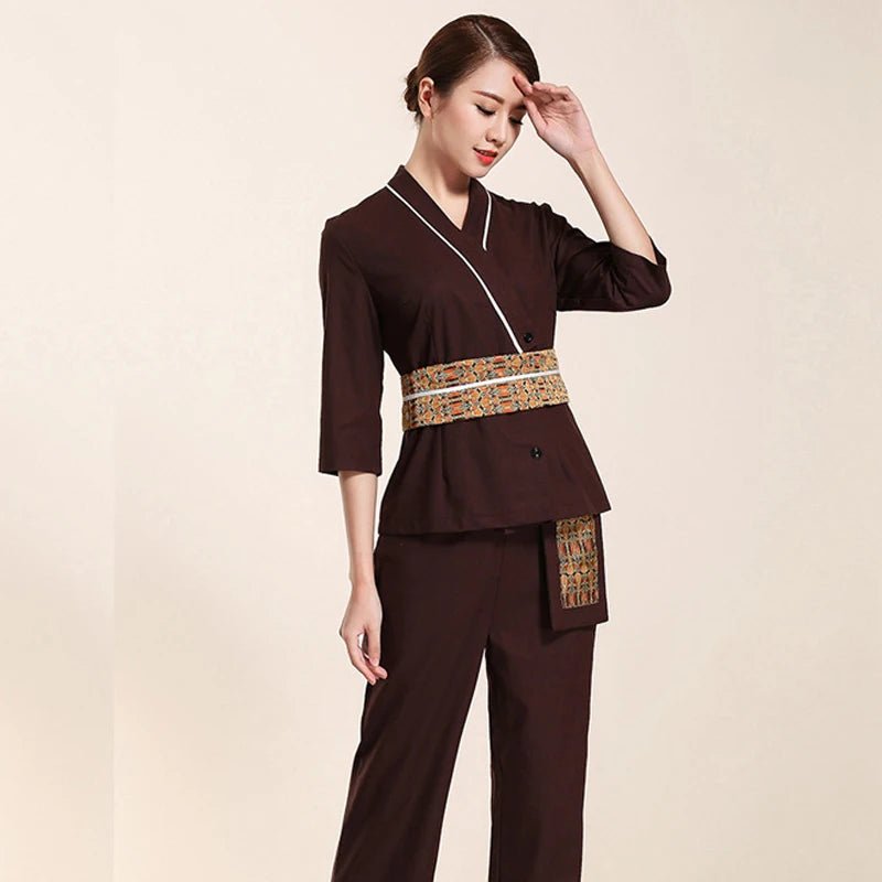 Uniforme à manches mi - longues pour salon de soin esthétique - Tresors asiatiques