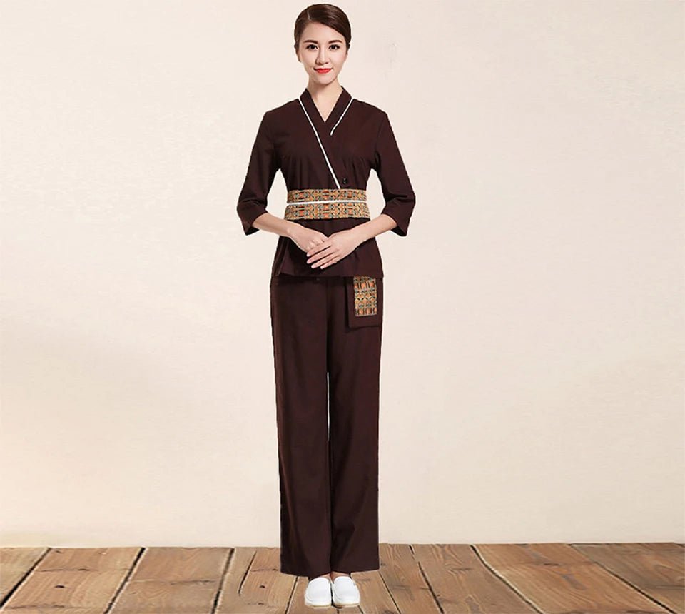 Uniforme à manches mi - longues pour salon de soin esthétique - Tresors asiatiques