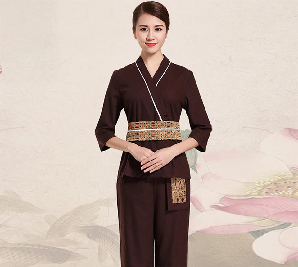 Uniforme à manches mi - longues pour salon de soin esthétique - Tresors asiatiques