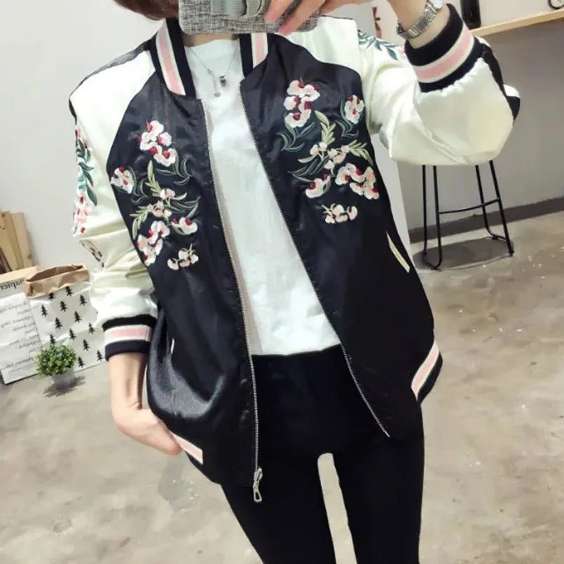 Veste de baseball en satin pour femmes - Tresors asiatiques