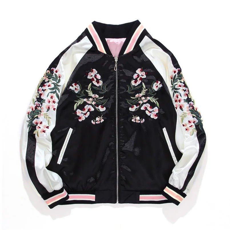 Veste de baseball en satin pour femmes - Tresors asiatiques