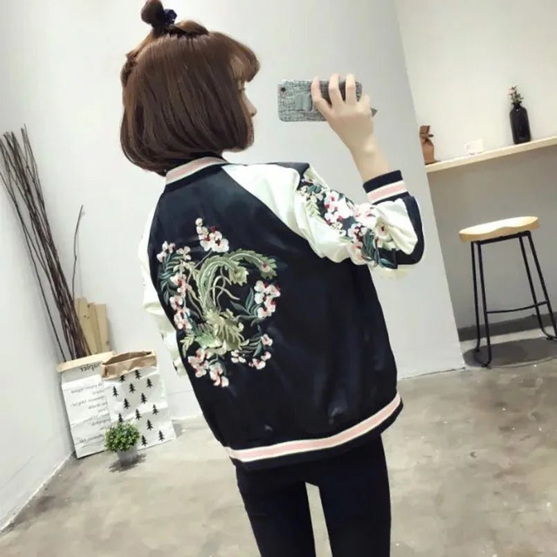 Veste de baseball en satin pour femmes - Tresors asiatiques