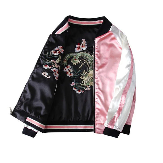 Veste de baseball en satin pour femmes