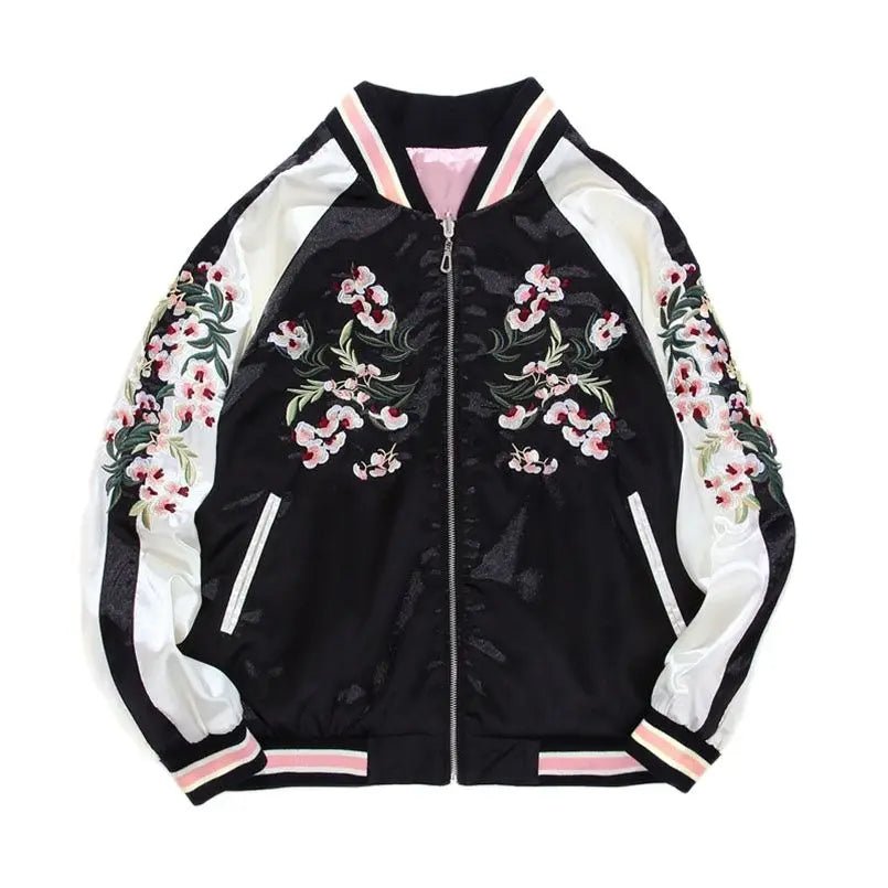 Veste de baseball en satin pour femmes - Tresors asiatiques