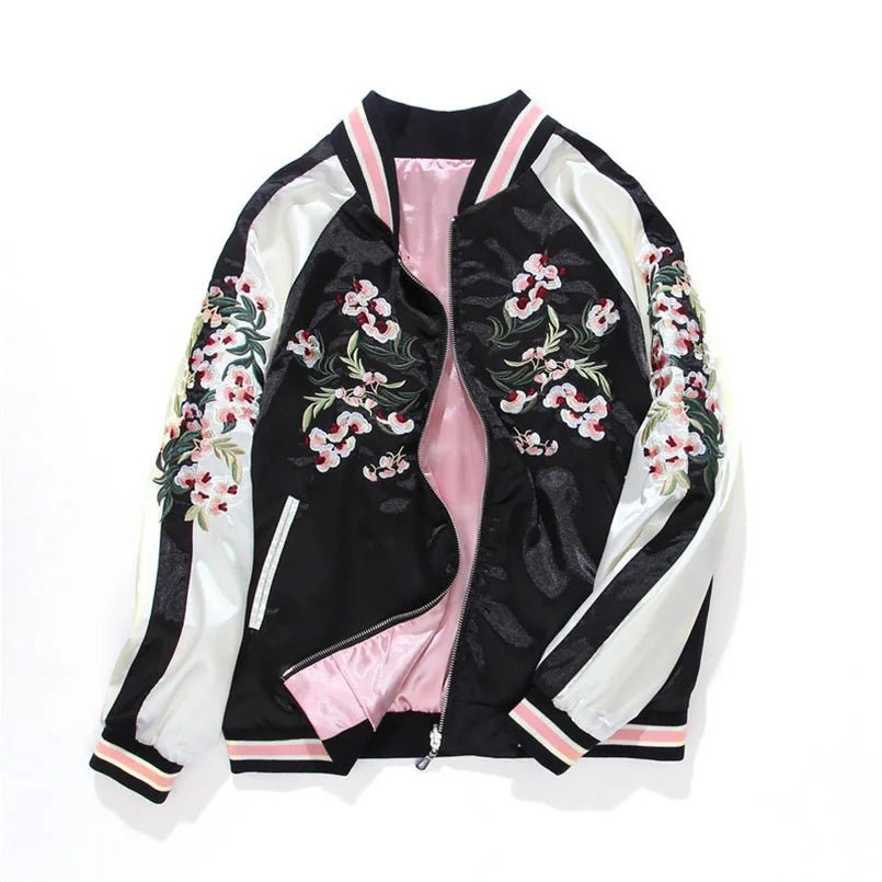 Veste de baseball en satin pour femmes - Tresors asiatiques