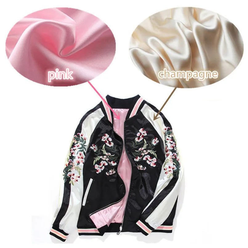 Veste de baseball en satin pour femmes - Tresors asiatiques