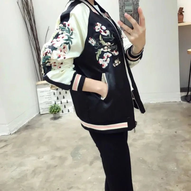 Veste de baseball en satin pour femmes - Tresors asiatiques