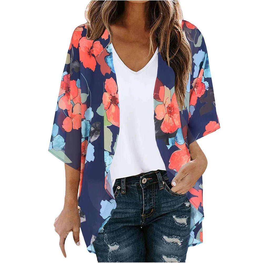Vêtement - Cardigan de plage imprimé floral pour femmes - Tresors asiatiques