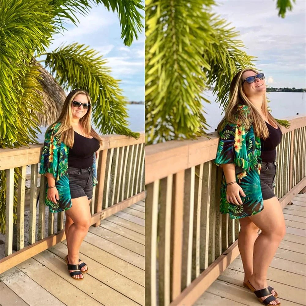 Vêtement - Cardigan de plage imprimé floral pour femmes - Tresors asiatiques
