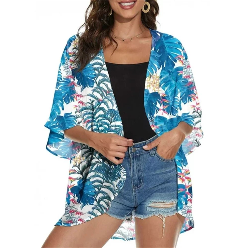 Vêtement - Cardigan de plage imprimé floral pour femmes - Tresors asiatiques